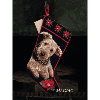 Fine Hand Crafted Needlepoint Christmas Stocking Puppy Fairy Happy Kids