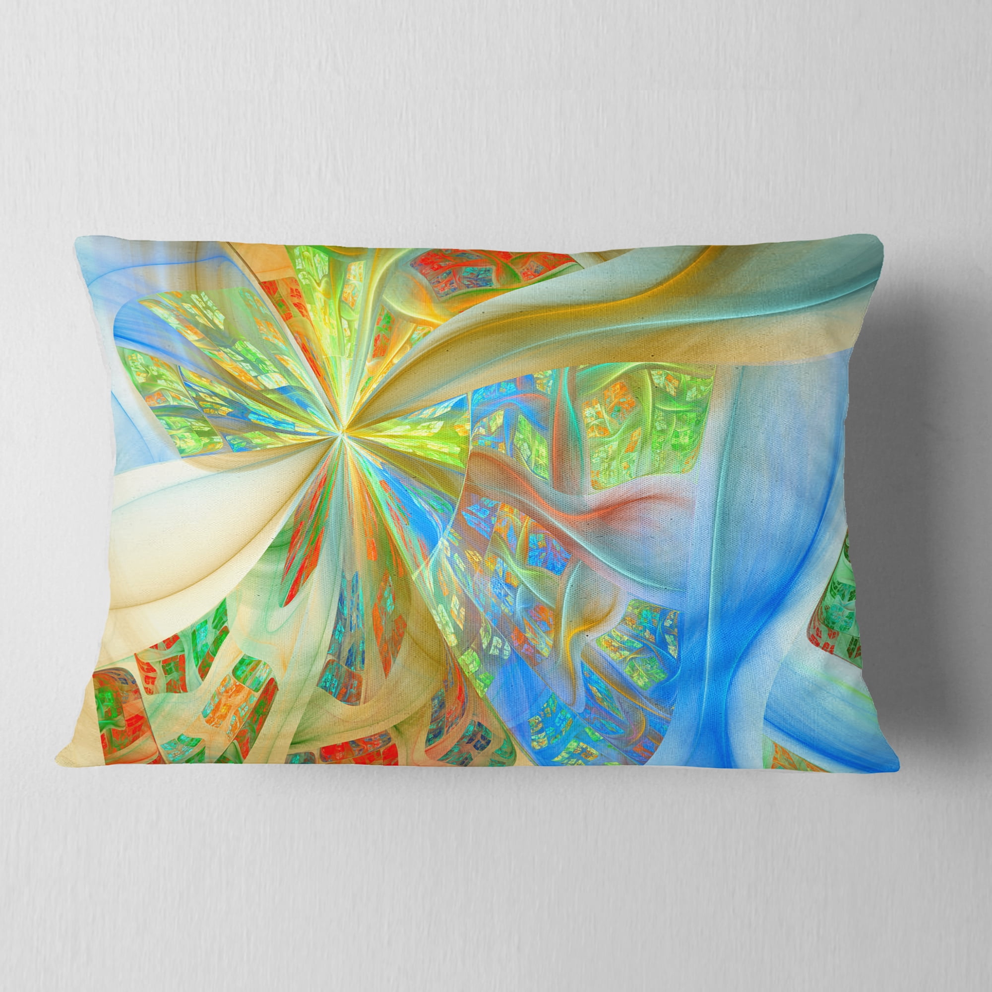 Designart Yellow Fractal Exotic Plant Stems - Abstract Throw Pillow - 12x20