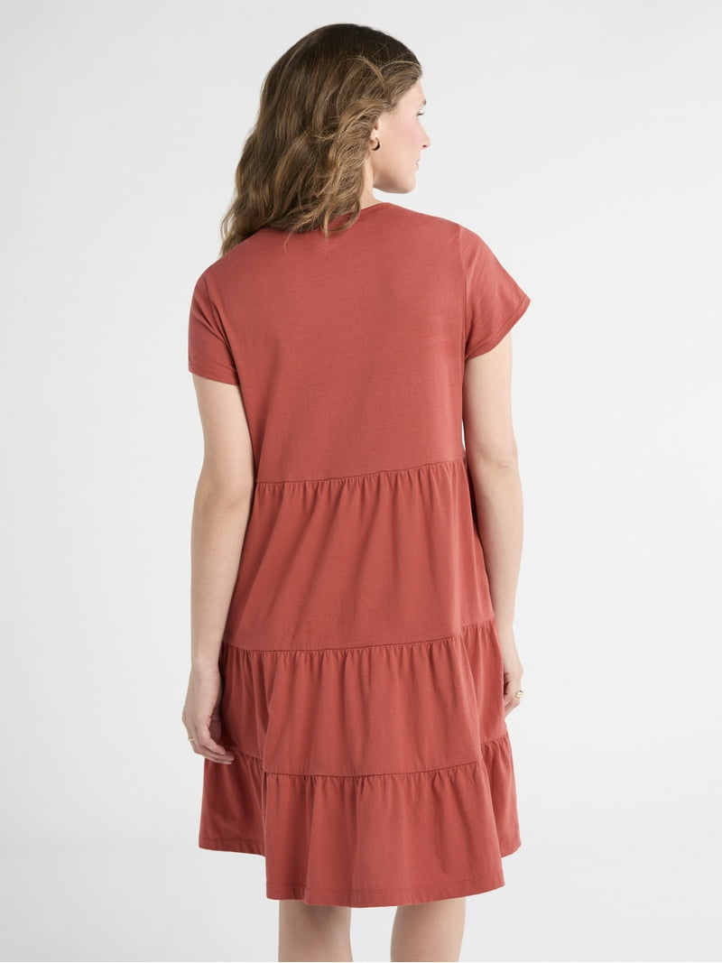 Time and Tru Women's and Women's Plus Tiered Cotton Mini Dress, Sizes XS-4X  - Walmart.com