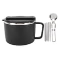 thumbnail image 2 of Tazón De Acero Inoxidable 304, Tazón De Fideos Instantáneos De Acero Inoxidable Con Aislamiento Negro, Capa Exterior De PP De Gran Capacidad, Preservación Del Calor Con Tapa,, 2 of 7