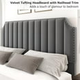 thumbnail image 6 of Yesurprise King Size Platform Bed Frame with 50.2Inches Headboard, Velvet Upholstered Bed Frame King with Vertical Channel Tufted Headboard & Footboard, Nailhead Trim, No Box Spring Needed, 6 of 7