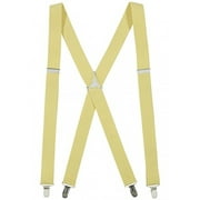 Mens Elastic X-Back Adjustable Straight Clip On Suspenders - Banana (Regular 46" Long)