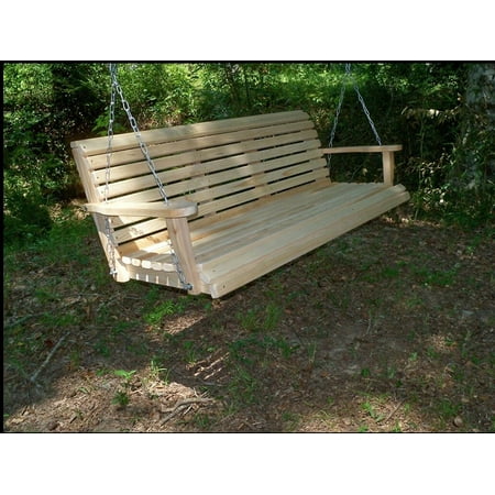 Home Garden Lawn Outdoor Backyard Patio Huge 7 Ft Cypress Lumber Roll Back Porch Swing With Cypress Eternal Wood
