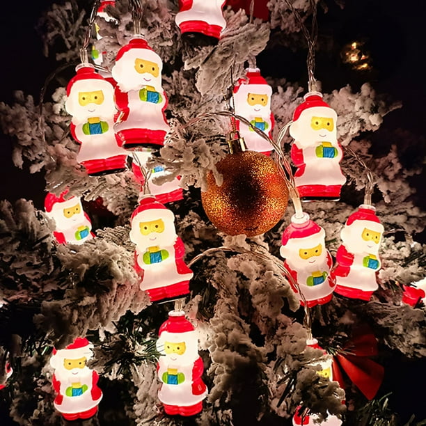 Xihbxyly Guirnalda de Luces Led Navideñas, Adornos para Árbol de Papá Noel con Copos de Nieve, Luces Blancas Cálidas, Alimentación Usb, Decoración Navideña, Uso Interior y Exterior, Decoración Festiv