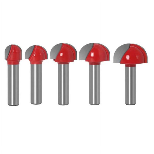 Fresa Punta Esférica 5 Uds. Vástago 8mm Caja Núcleo Radio Acero Juego Brocas Herramienta Carpintería