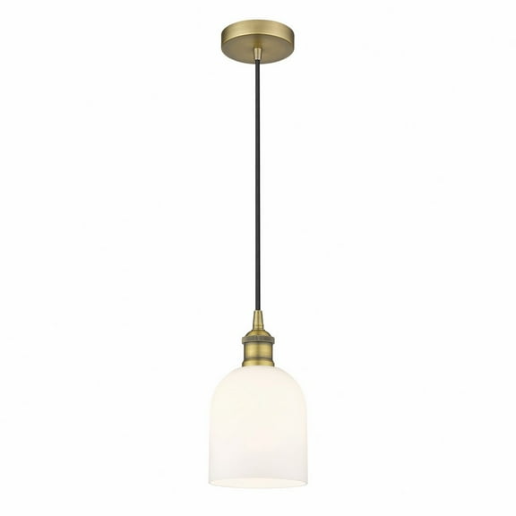 616-1P-BB-G558-6GWH Innovations Lighting Bella - 1 Light Cord Hung Mini Pendant In Industrial Style-9.5 Inches Tall and 5.5 Inches Wide-Brushed Brass