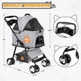 thumbnail image 3 of HomGarden 4 Wheels 3-in-1 Foldable Pet Dog Stroller W/Detachable Carrier for Small Dog Cat Max.44 lbs, Gray, 3 of 11