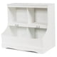 thumbnail image 1 of Costway Organizador juguetes con 2 compartimientos abiertos y 2 cajas, librería multiuso con estribo, para habitación de niños y niñas, blanco y gris, 1 of 8