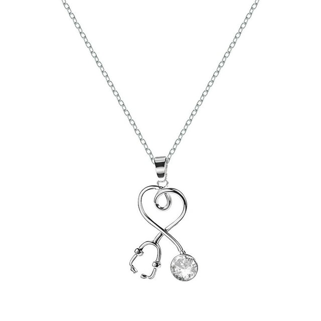 Miangastore 1Pc Stethoscope Design Necklace Creative Alloy Neck Chain Chic Women Jewelry