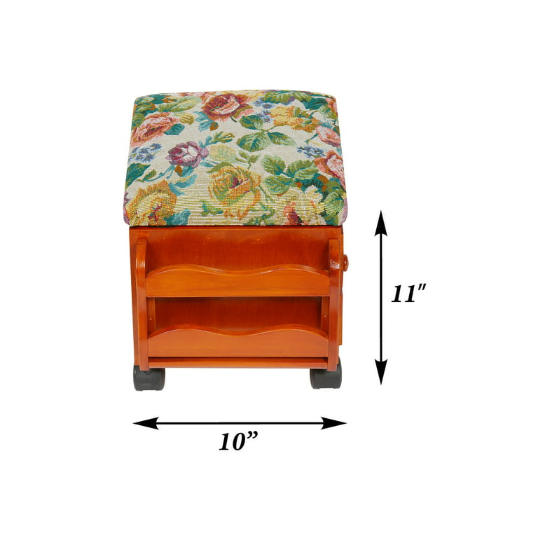ETNA Rolling Storage Ottoman Foot Rest with Drawers & Magazine