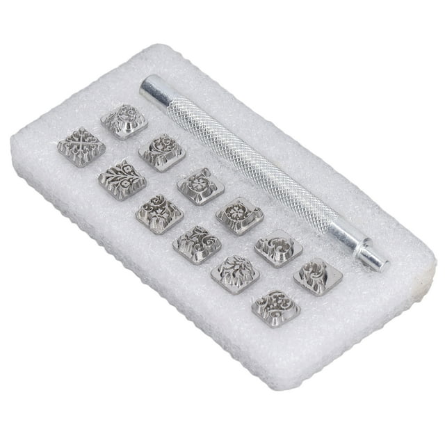 Leather Stamping Kit, Leather Stamps Fashion Design Novel Pattern Small Volume Light Weight Fine Workmanship For Suitcase For Wallet For Home 12 Karaqusa
