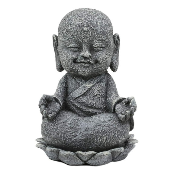 Ebros Zen Meditating Japanese Jizo Monk With Om Hand On Lotus Statue 4" Tall