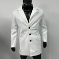 thumbnail image 4 of Long Trench Coat Mens Slim Fit Notched Lapel Single Breasted Pea Coat with Pocket Mid Length Winter Overcoat (XL, White), 4 of 4