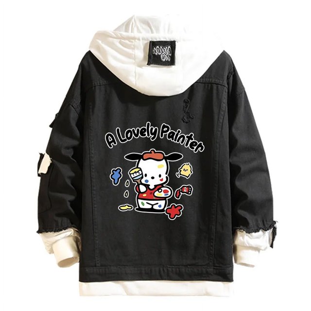 Casual Distressed Denim Hooded Bomber Jacket Long Sleeve Unisex Multi-Color