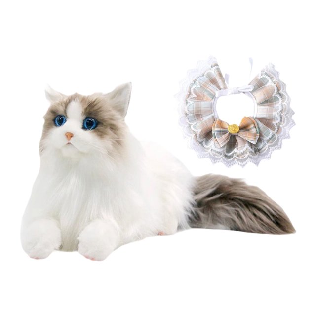 Realista Ragdoll gato Animal relleno gato muñeca simulación creativo compañero gato de peluche de juguete para niños niñas regalos de cumpleaños Bufanda gato caqui