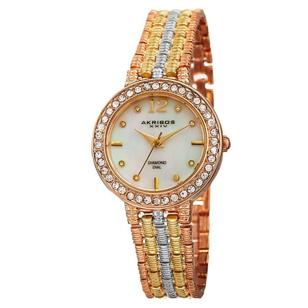 Akribos XXIV Women's Swiss Quartz Diamond-Accented Dial Bracelet Watch