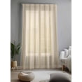 thumbnail image 2 of Sheer Curtains 96 Inches Long, Brown Stripe Semi Sheer Curtains Light Filtering Window Treatment, Modern Farmhouse Texture Geometric Privacy Voile Drapes for Living Room Bedroom 52x96 Inch, 2 of 7