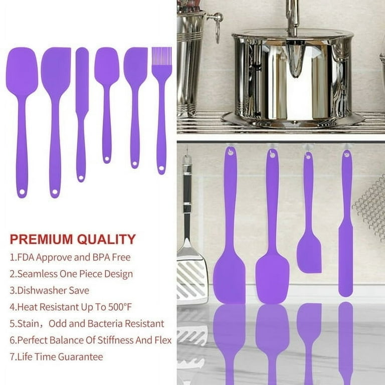 Premium Silicone BPA-Free, Spatula with Stainless Steel Core 500F Heat-Resistant, Non-Stick, Dishwasher Safe, Purple