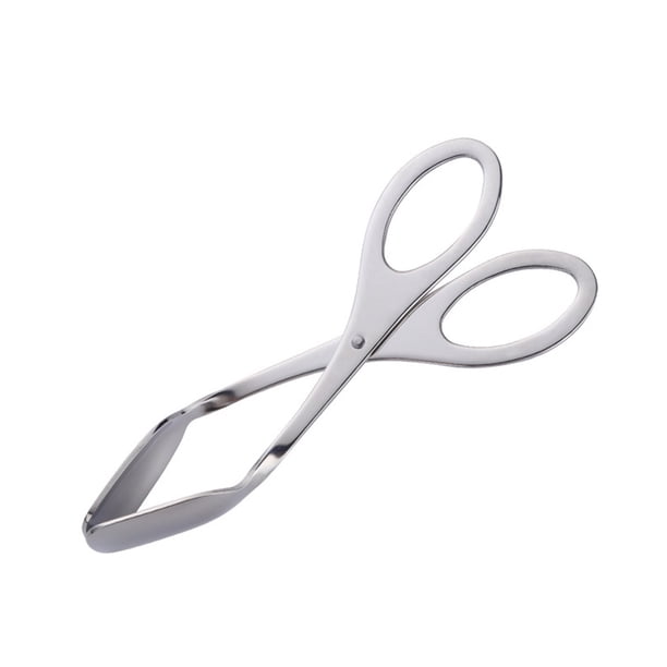 Pinzas para huevos de acero inoxidable tipo tijera, multifunción, para comida, para restaurante (plateadas)