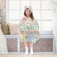 thumbnail image 7 of Wearable Blanket with Sleeves and Pocket Oversized Hooded Sweatshirt 3-14 YR Pastel-colored Cats and Flowers M, 7 of 7