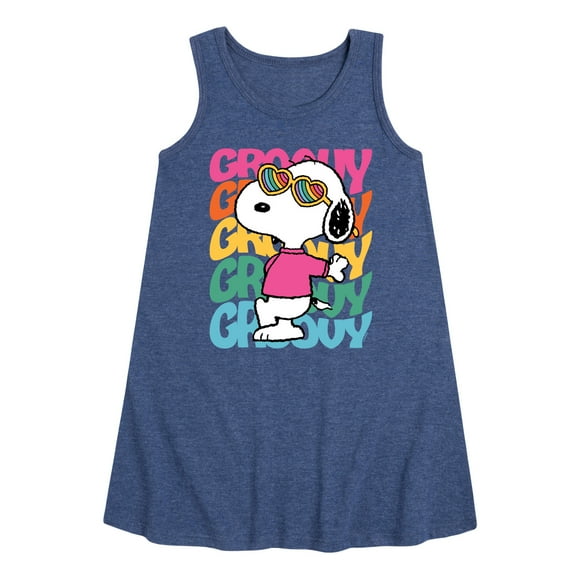 Peanuts - Groovy Stacked - Toddler and Youth Girls A-line Dress