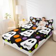 thumbnail image 3 of Feelyou Cute Ghost Boo King Sheets, Watercolor Polka Dot Bedding, Black White, 4-Piece, 1 Flat Sheet, 1 Fitted Sheet and 2 Pillowcases, 3 of 5