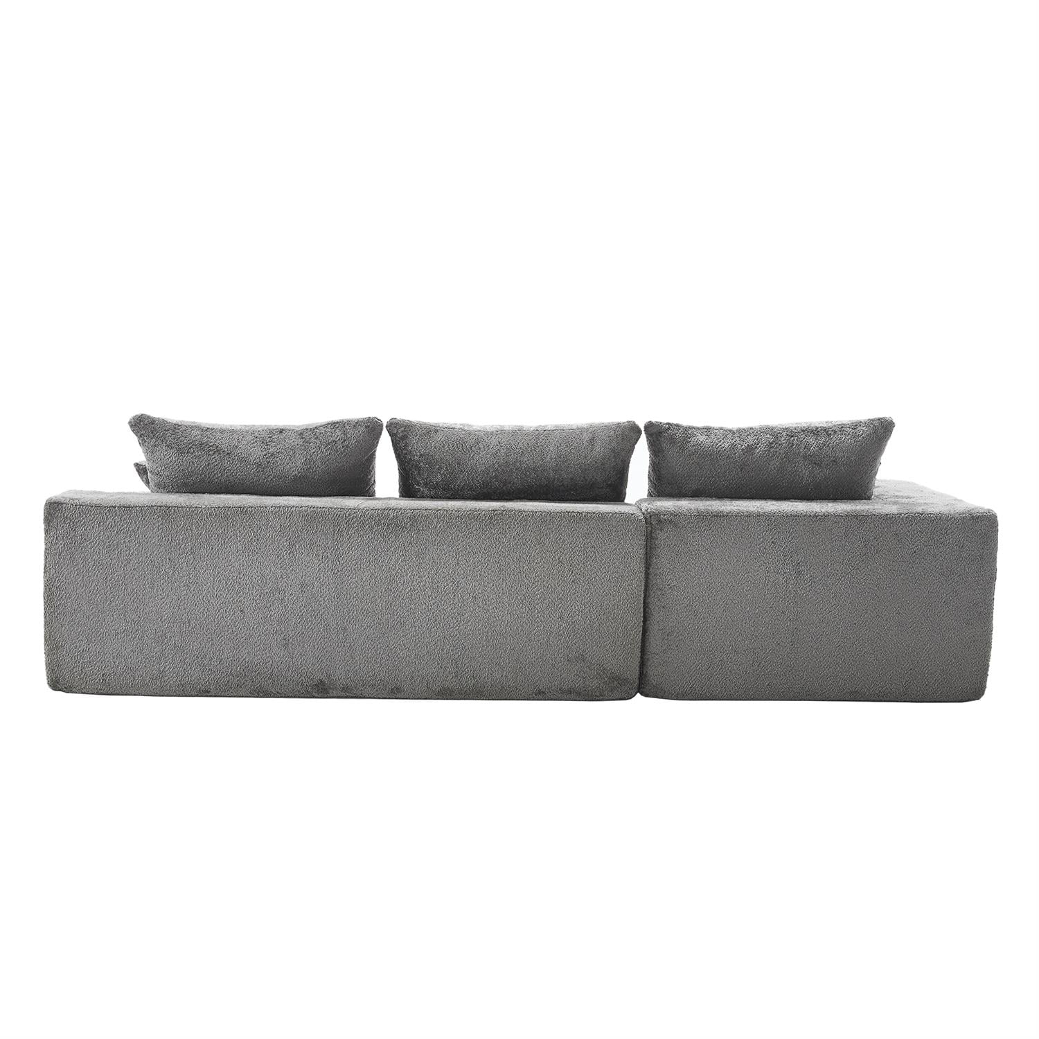 Demi Bonn 108" Modern L-Shaped Sofa, Premium Fabric Couch with Deep Seating, Freestyle Setup, No Assembly Needed for Living Room Relaxation, Gray