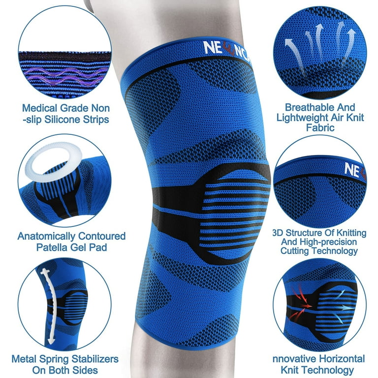 Neenca 2 Pcs Knee Brace for Men Women, Compression Knee Sleeve with Patella  Gel Pad & Side Stabilizers, Knee Support Bandage for Pain Relief 