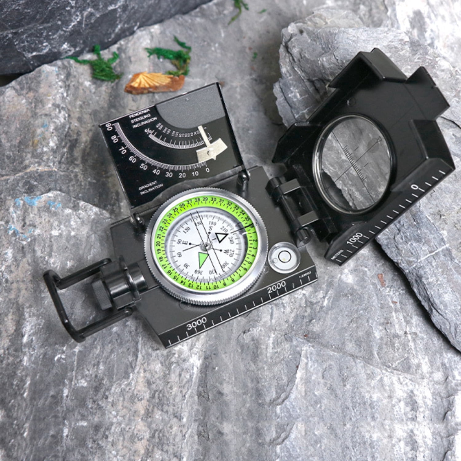 2 Pack,Black,Camping Survival Compass Glow in The Dark Military Compass Survival Gearfor for Hiking, Camping,Backpacking, Outdoor Activities，K4074