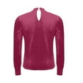 thumbnail image 5 of XPMWRP Womens Mock Neck Puff Long Sleeve Velvet Pullover Tops Fall Solid Trendy Dressy Casual Elegant Shirts Blouse Hot Pink M, 5 of 8