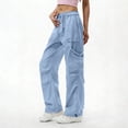 thumbnail image 6 of Women Athletic Windbreaker Pants Drawstring Multi Pocket Breathable Casual Cargo Solid Color Joggers, 6 of 7