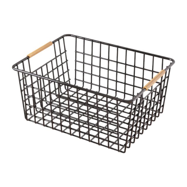 Cesta de almacenamiento para encimera, organizador de juguetes, multifunción, versátil y práctico, con asa para despensa y cocina. Negro 36cmx25cmx16cm