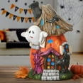 thumbnail image 4 of 18 in. Pre-Lit Halloween Figurine, Orange, Pumpkin Haunted House, Ghost, 1 Multicolor LED Light, 4 of 4
