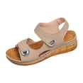 thumbnail image 5 of Rokment Women's Orthopedic Wedge Walking Sandals Beach Comfortable Arch Support Platform Mid Heels Non Slip Work Summer Shoes for Woman with Adjustable Straps Beige Size 6.5, 5 of 6