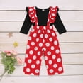 thumbnail image 3 of 3T Baby Girl Clothes Baby Girl Outfits Ruffle Long Sleeve Tops Polka Dots Strap Pants Set 2-3T Baby Girl Overalls Outfits Black, 3 of 8