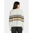 thumbnail image 3 of 99 Jane Street Women's and Women's Plus Fair Isle Pullover Sweater, Midweight, Sizes XS-4X, 3 of 5