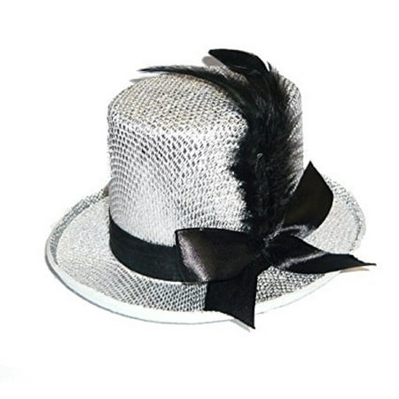 Mini Glitter Top Hat On Headband Showgirl Silver Dancer Recital Costume Topper