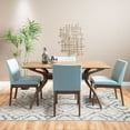 thumbnail image 6 of GDF Studio Hampton Mid Century Modern Fabric Upholstered 5 Piece Dining Set, Mint and Walnut, 6 of 6