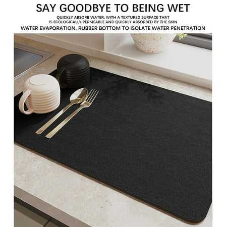 

Wtgtog Kitchen Countertop Mat Soft Diatomaceous Mud Absorbent Mat Cup Mat Dishwasher Chopsticks Non Slip Drainage Mat S Black