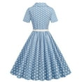 thumbnail image 5 of Wycnly Formal Dresses for Women Vintage 1950S Button Down Pleated Swing A Line Party Prom Dresses with Belt Short Sleeve V-Neck Polka Dot Print 2024 Summer Midi Dress Light Blue s, 5 of 7