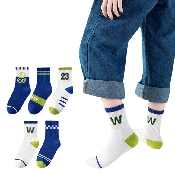 dmqupv Kids Fuzzy Socks Boys Girls Socks Cotton Sport School Novelty Crew Children Toddler Socks 5 Pairs Gifts For Kids Mint Green,Size for 9-12 Years
