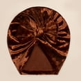 thumbnail image 3 of Xfvqtps Infant Turban Hat Bowknot Velvet Cute Kawaii Solid Color Stretch Comfortable Warm Windproof Coldproof Fall Soft Skull Cap Brown, 3 of 4