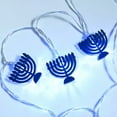 thumbnail image 5 of Battery Hanukkah Led String Lights, 10 Blue Candlestick Bulbs, 65-Inch Indoor Decor for Window, Mantel, Party, Synagogue, Battery Box for Easy Placement, Festive Jewish Holiday , 1 String of Lights, 5 of 7