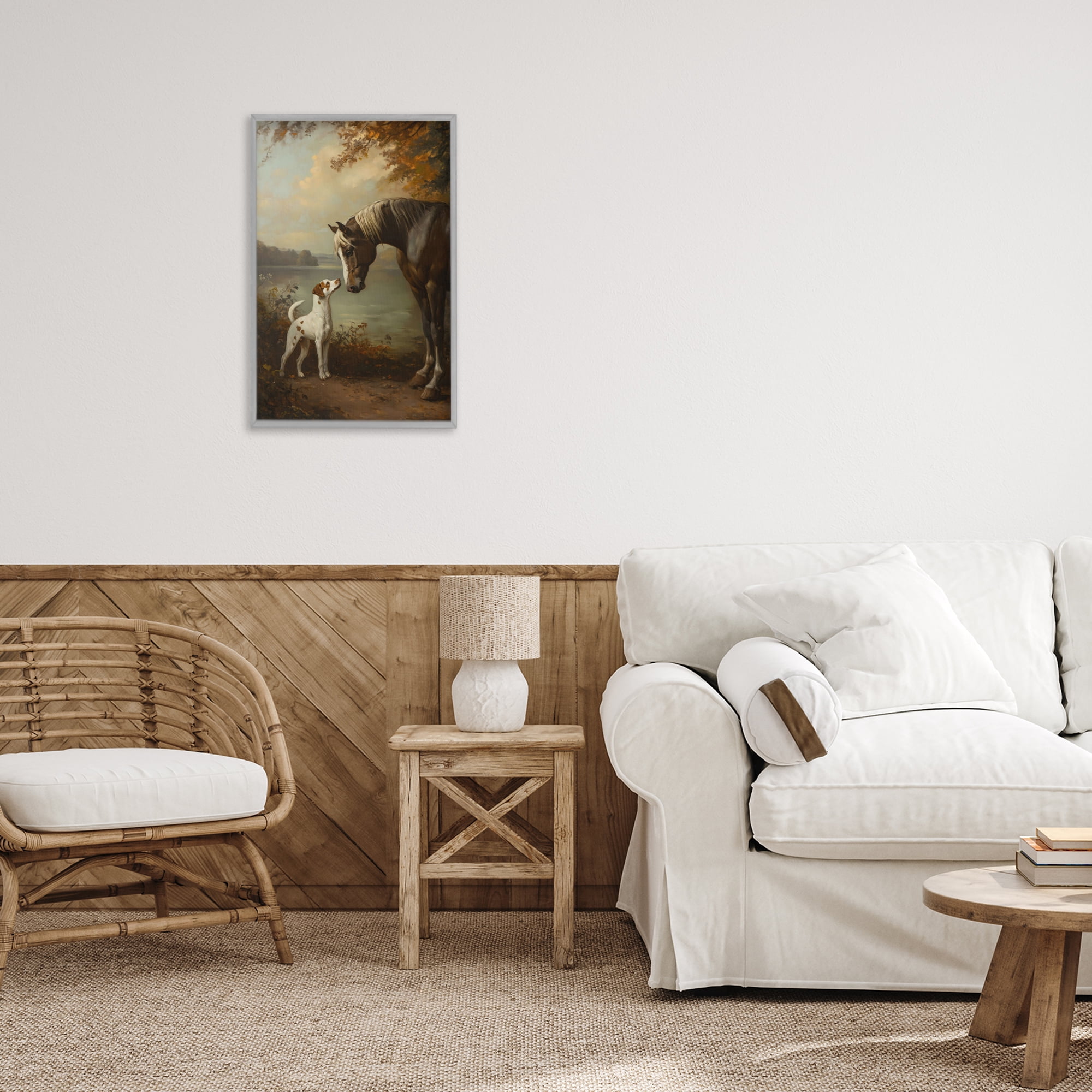 Stupell Industries Autumn Companions Hunting Party Gray Framed Giclee Art, design by Petal Prints Design