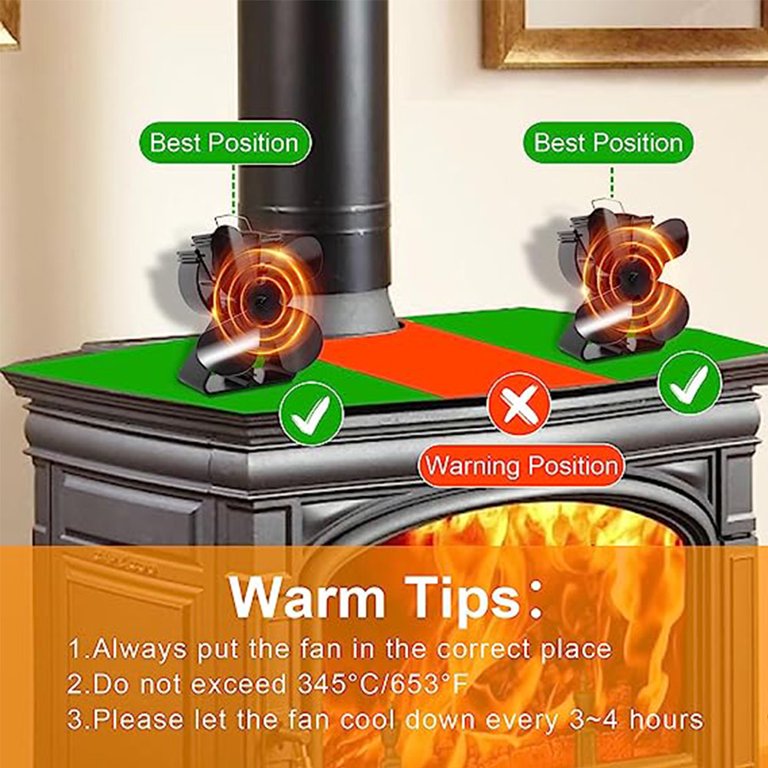 VODA Wood Stove Fan Heat Powered, 4 Blades Silent Heat Powered fireplace Fan  for Wood,Log Burner,Fireplace - Walmart.com