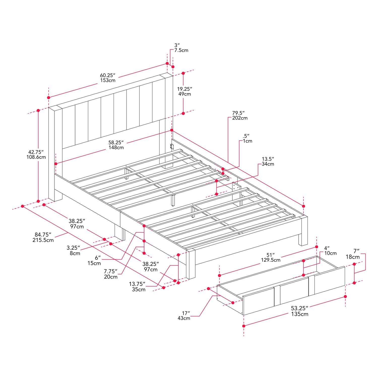 Lit plateforme capitonné gris clair CorLiving Metro avec rangement et tiroirs en format double/double et grand lit