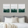 thumbnail image 2 of PixonSign Framed Canvas Print Wall Art Set - Misty Sky Emerald Forest Art - Set of 3 Nature Wilderness Landscape Print Artwork Modern Art Rustic Home Wall Décor -12"x16"x3 Panels White, 2 of 5