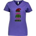 thumbnail image 3 of Inktastic Merry Christmas Elf in Red and Green Plaid Women's V-Neck T-Shirt, 3 of 5