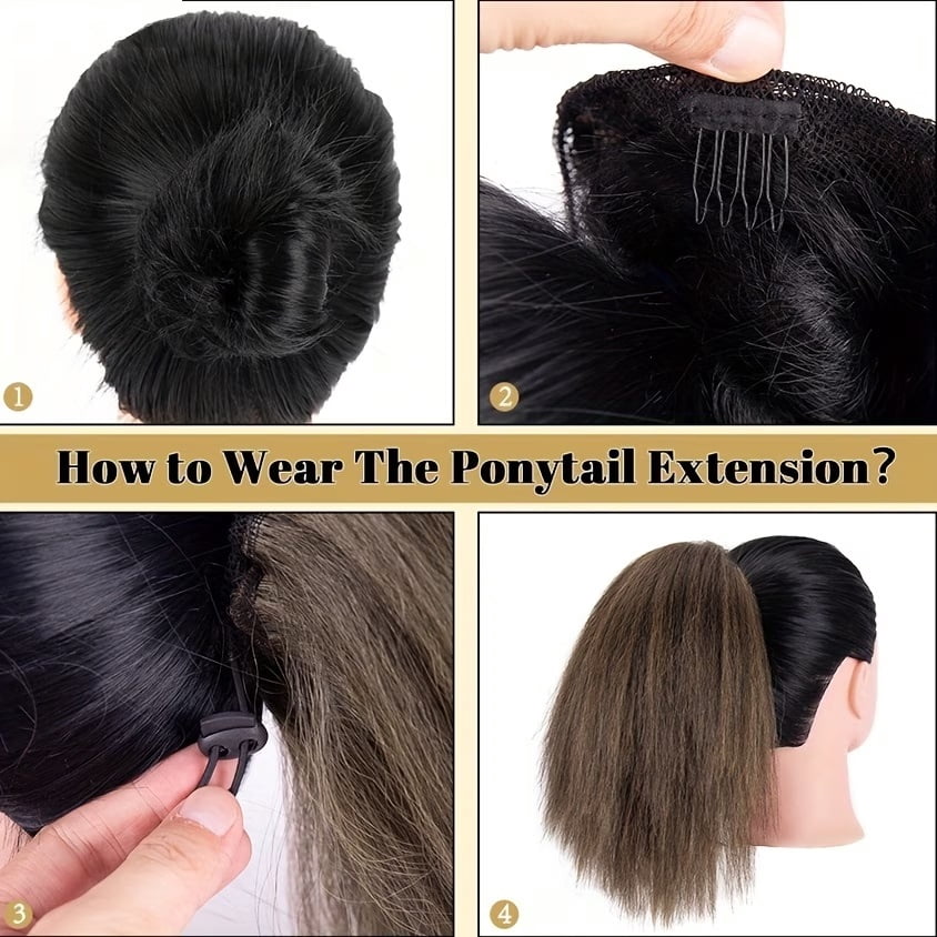1pc, 10 inches straight drawstring ponytail - short synthetic hair piece for women