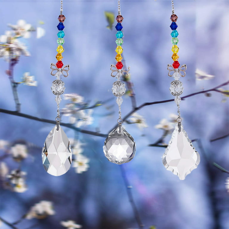 Sun Catchers with Crystals, 4 Pcs Hanging Crystals Suncatchers for